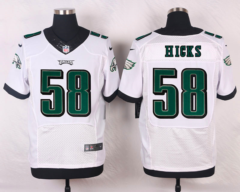 NFL Customize Philadelphia Eagles 58 Hicks White Men Nike Elite Jerseys